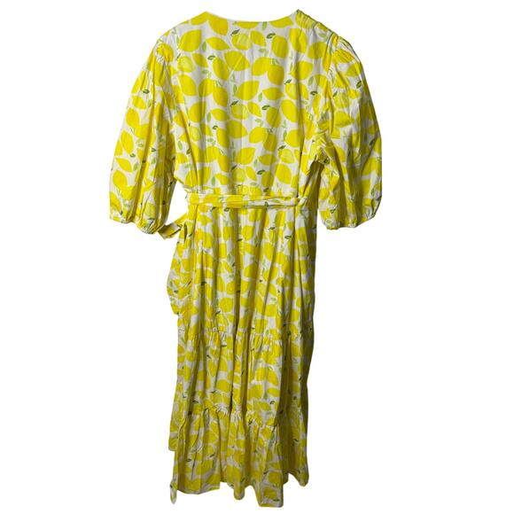 Anthropologie Hutch Midi Dress Women 2X Yellow White Lemons Cottagecore Festival - Picture 6 of 11